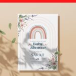 (Free Editable PDF) Chic Spring Baby Shower Invitation Templates D