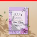 (Free Editable PDF) Wonderful Lush Purple Baby Shower Invitation Templates with editable text