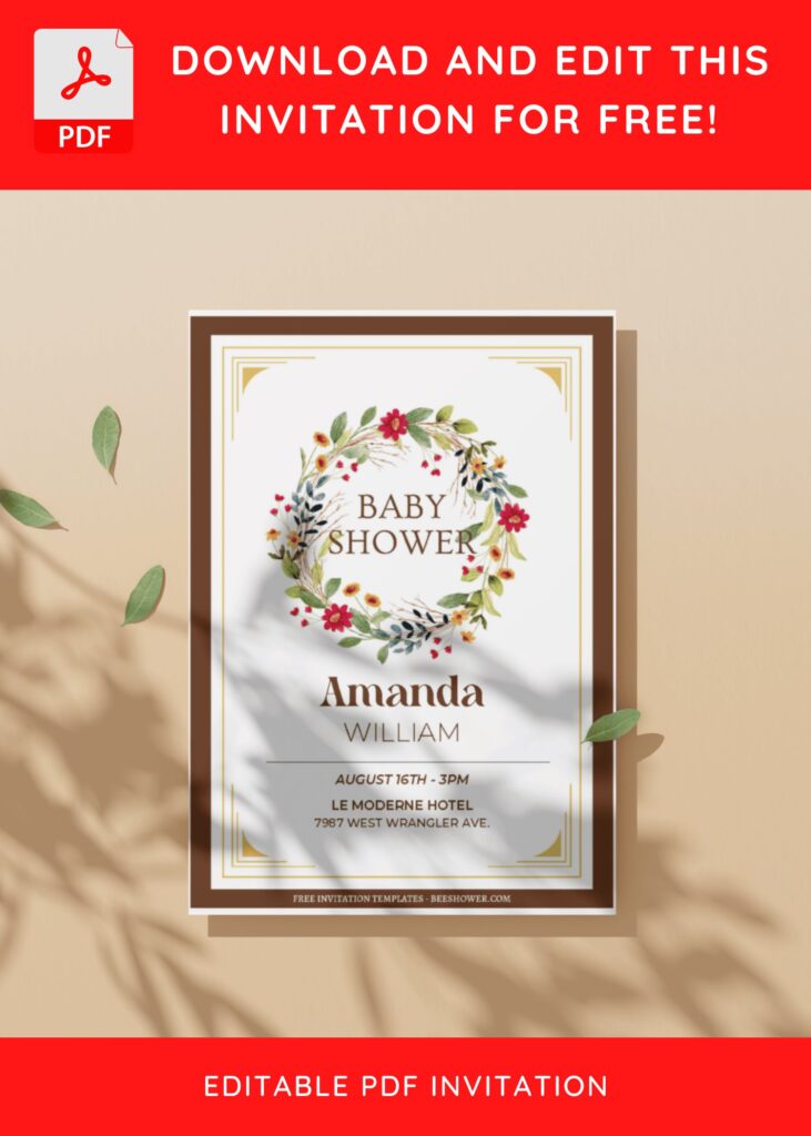 (Free Editable PDF) Sunflower Autumn Baby Shower Invitation Templates D