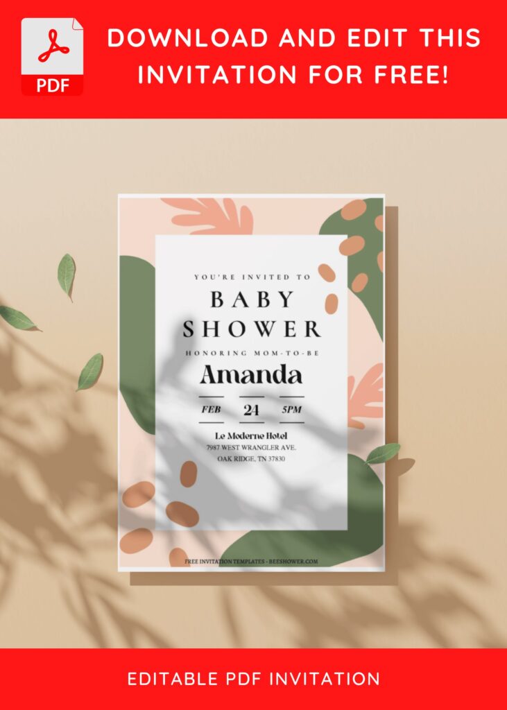 (Free Editable PDF) Artistic Baby Shower Invitation Templates with editable text