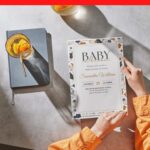 (Free Editable PDF) Modern Minimal Floral Baby Shower Invitation Templates D