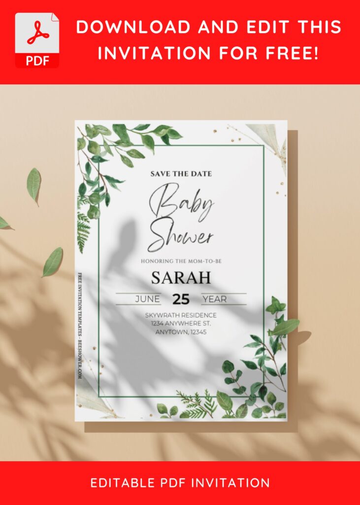 (Free Editable PDF) Exquisite Summer Garden Baby Shower Invitation Templates D