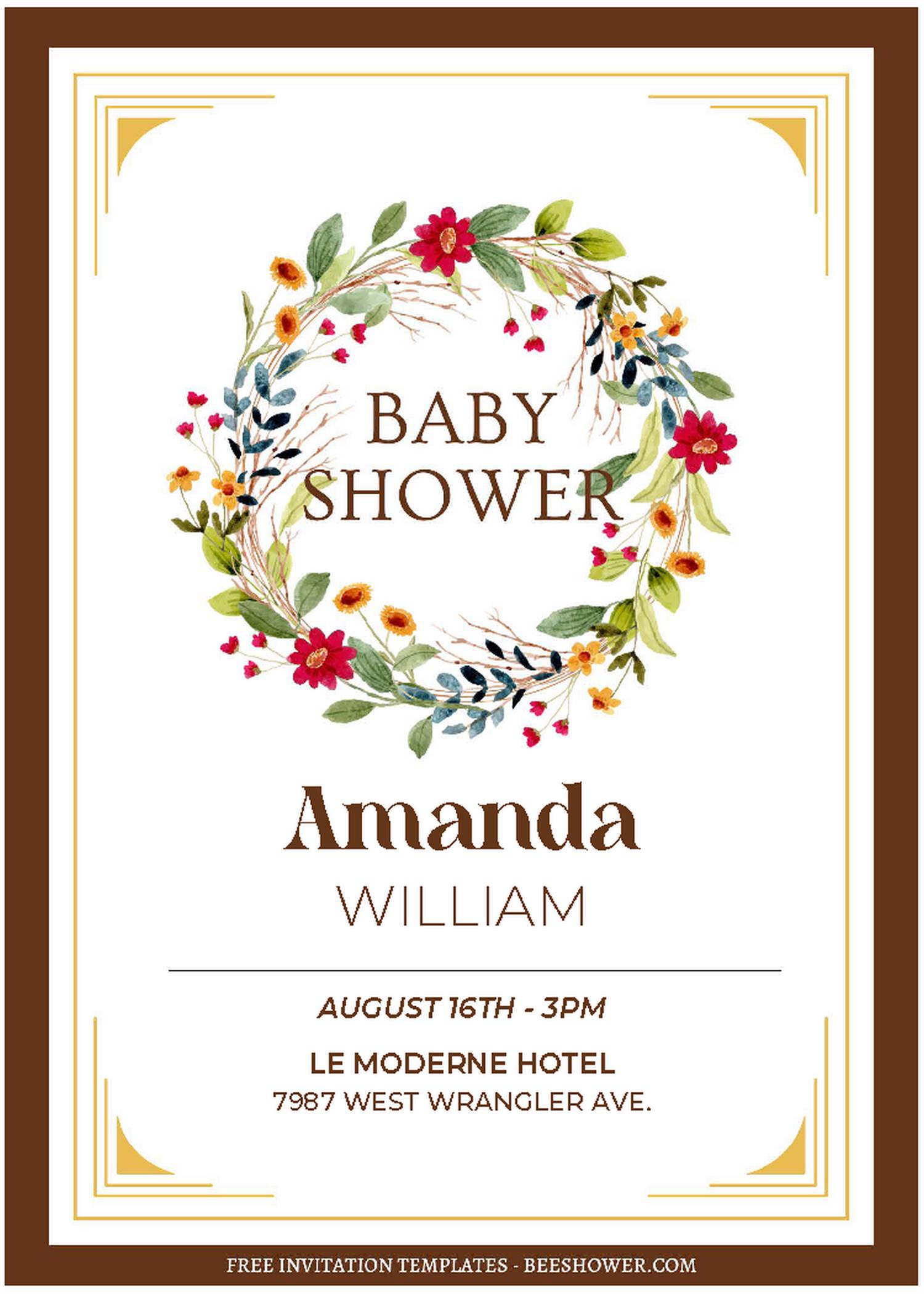 (Free Editable PDF) Sunflower Autumn Baby Shower Invitation Templates J