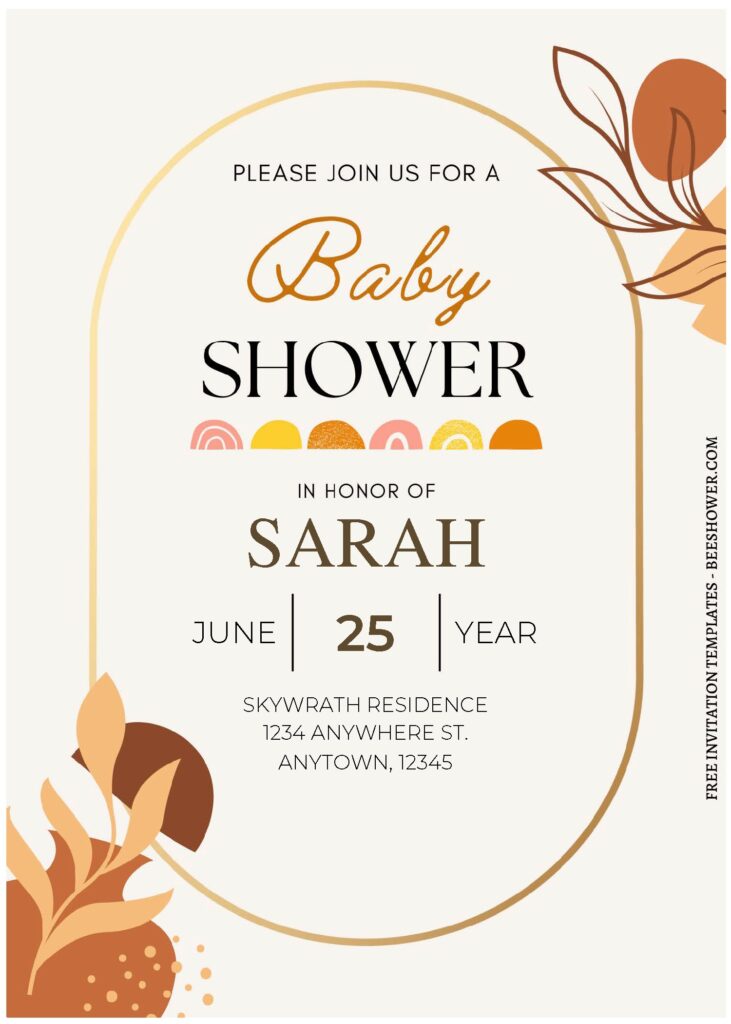 (Free Editable PDF) Terracotta Boho Baby Shower Invitation Templates a