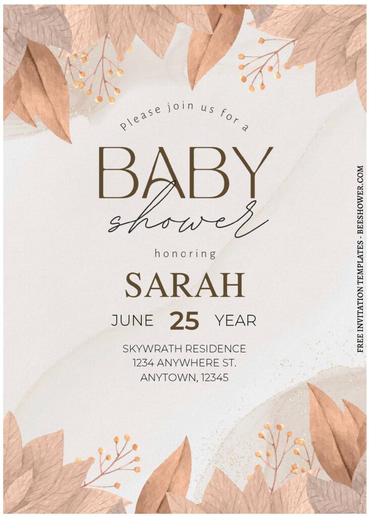 (Free Editable PDF) Chic And Lively Boho Baby Shower Invitation Templates C