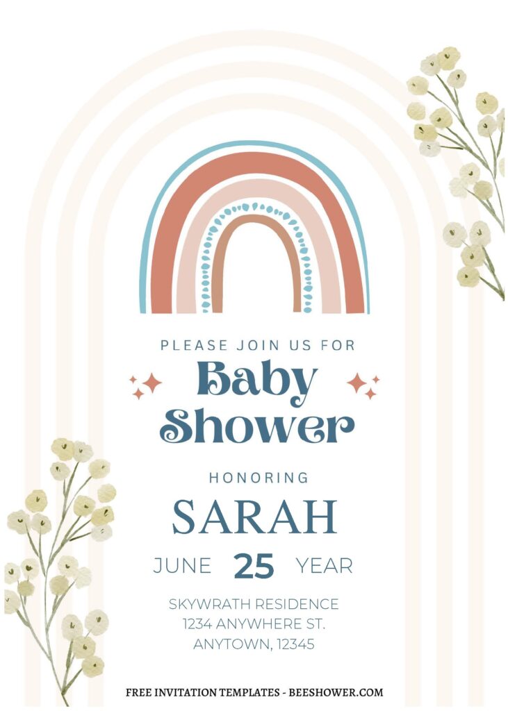 (Free Editable PDF) Chic Spring Baby Shower Invitation Templates A