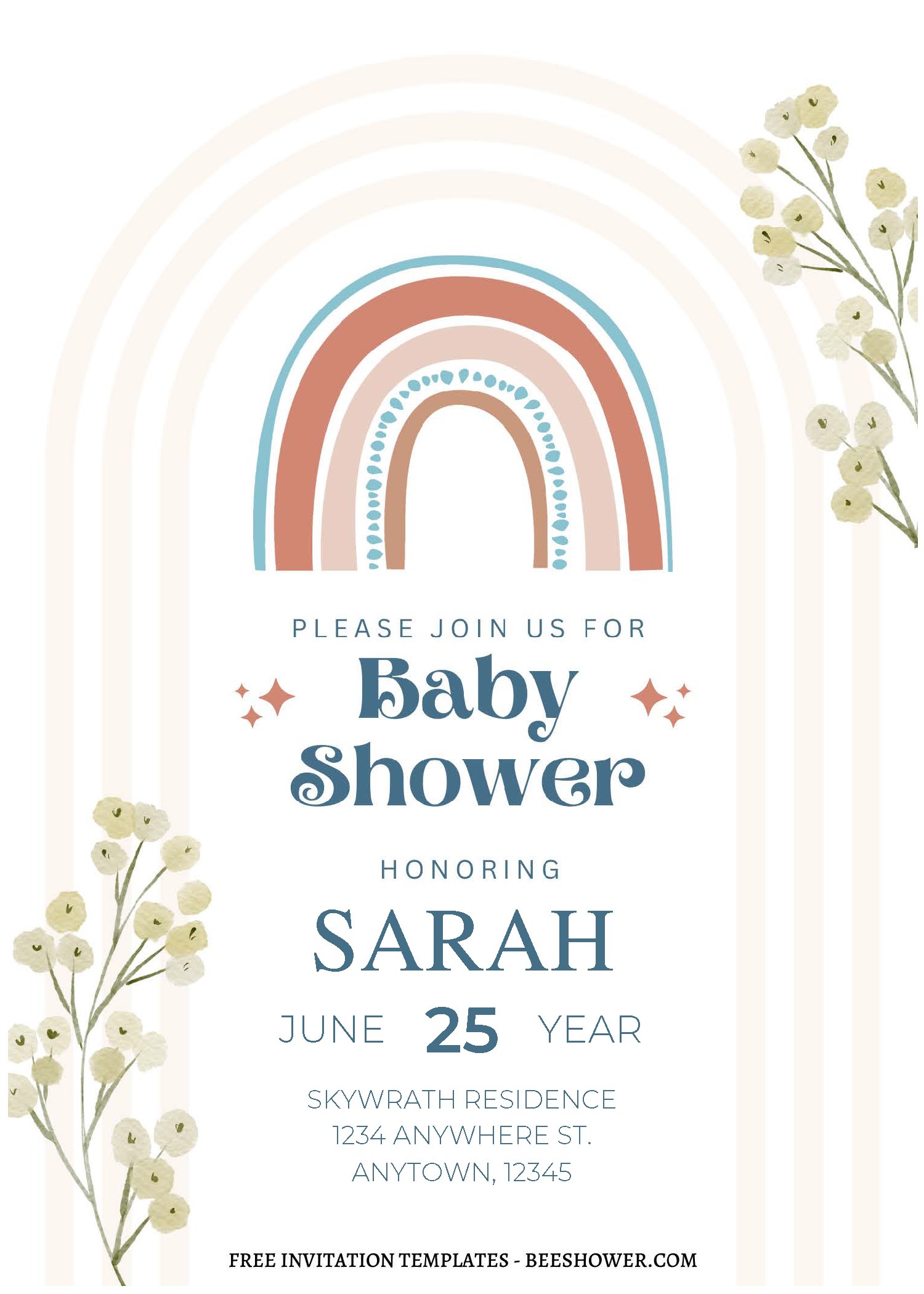 (Free Editable PDF) Chic Spring Baby Shower Invitation Templates C