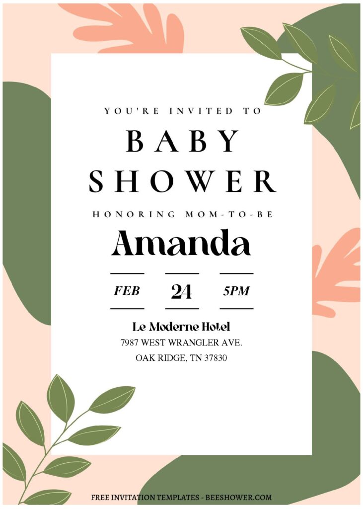 (Free Editable PDF) Artistic Baby Shower Invitation Templates with beige background