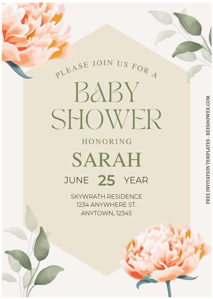 (Free Editable PDF) Elegant Summer Baby Shower Invitation Templates B