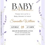 (Free Editable PDF) Delightful Purple Lavender Baby Shower Invitation Templates B