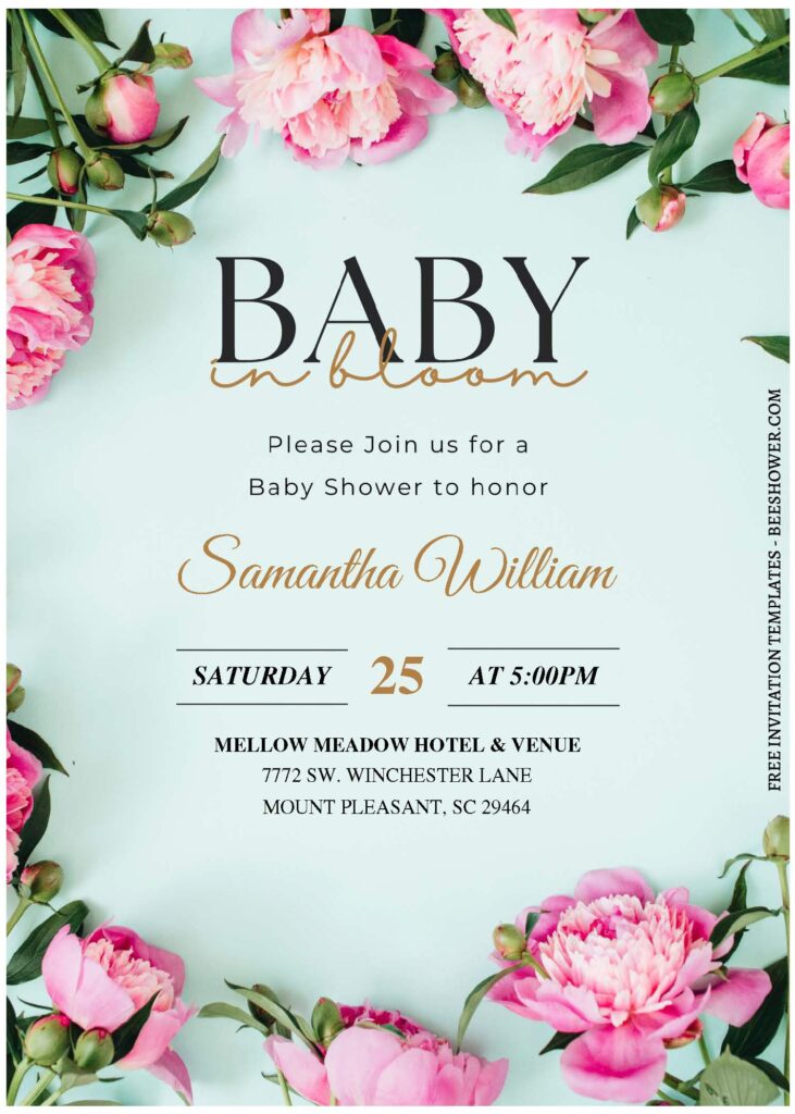 (Free Editable PDF) Romantic Lustrous Floral Baby Shower Invitation Templates A