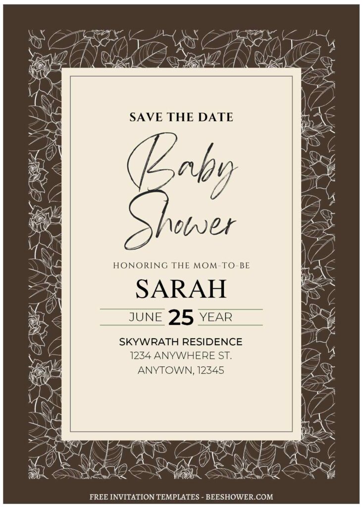 (Free Editable PDF) Striking Floral And Greenery Pattern Baby Shower Invitation Templates A