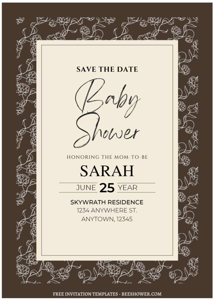 (Free Editable PDF) Striking Floral And Greenery Pattern Baby Shower Invitation Templates C
