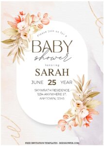 (Free Editable PDF) Dreamy Rustic Gold Baby Shower Invitation Templates A