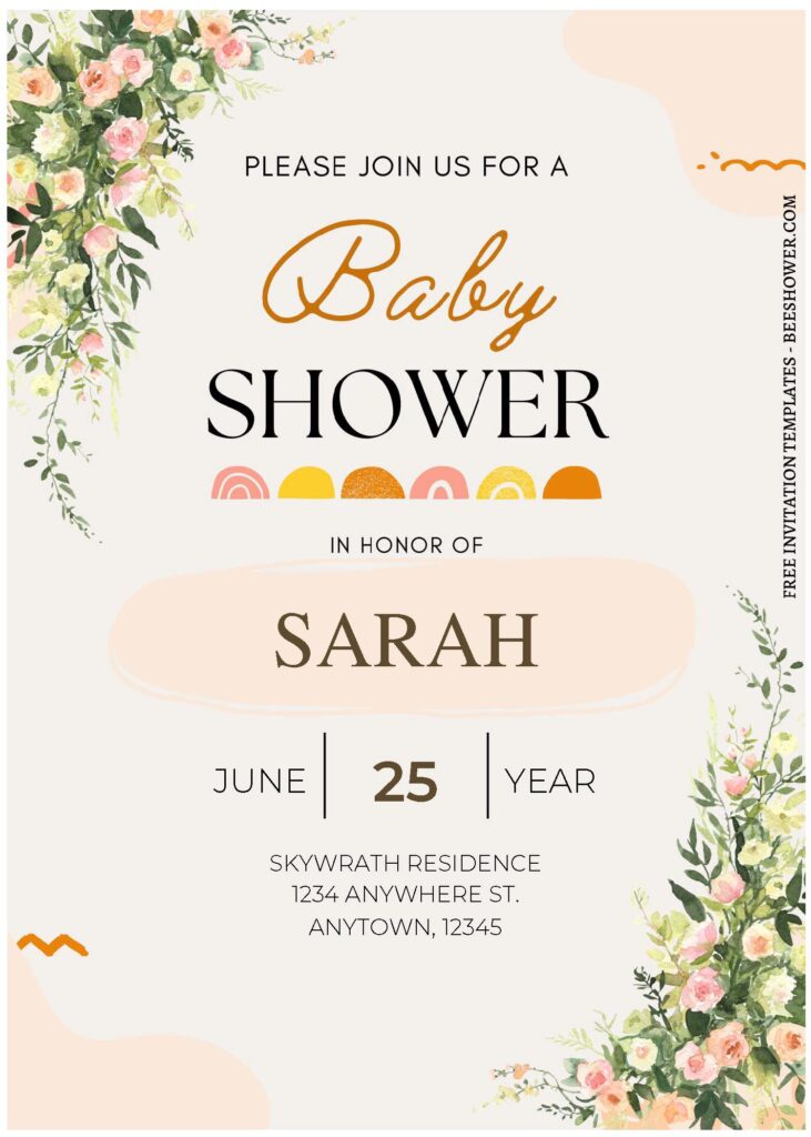 (Free Editable PDF) Vintage Rose And Peony Baby Shower Invitation Templates C