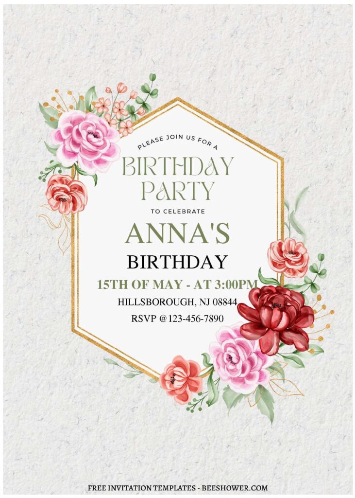 (Free Editable PDF) Rustic Elegant Floral Frame Baby Shower Invitation Templates C