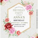 (Free Editable PDF) Rustic Elegant Floral Frame Baby Shower Invitation Templates B