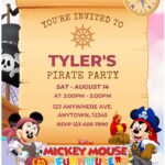 (Free Editable PDF) Mickey Mouse Pirate Baby Shower Invitation Templates B
