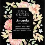 (Free Editable PDF) Moody Floral Frame Baby Shower Invitation Templates with greenery leaves