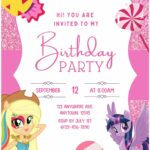 (Free Editable PDF) Pink Glitter My Little Pony Baby Shower Invitation Templates b