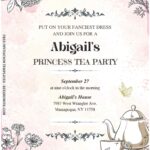 (Free Editable PDF) Vintage Princess Tea Party Baby Shower Invitation Templates C