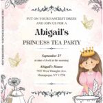 (Free Editable PDF) Vintage Princess Tea Party Baby Shower Invitation Templates A