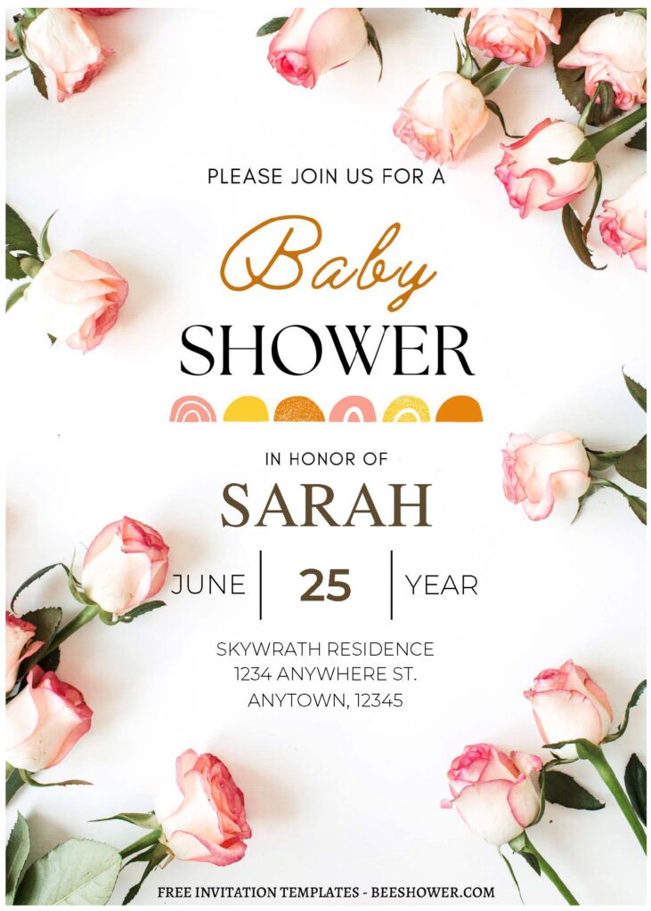 (Free Editable PDF) Blissful Modern Greenery Baby Shower Invitation Templates C