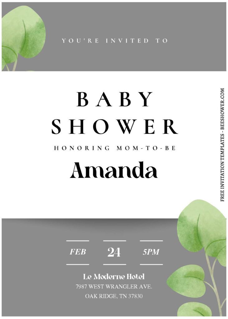 (Free Editable PDF) Botanical Chic Garden Baby Shower Invitation Templates A