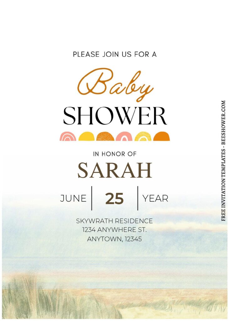 (Free Editable PDF) Beautiful Watercolor Seaside Baby Shower Invitation Templates A
