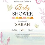 (Free Editable PDF) Beautiful Watercolor Seaside Baby Shower Invitation Templates B