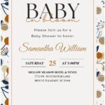 (Free Editable PDF) Modern Minimal Floral Baby Shower Invitation Templates B