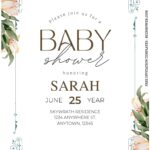 (Free Editable PDF) Vintage Floral Frame Baby Shower Invitation Templates B