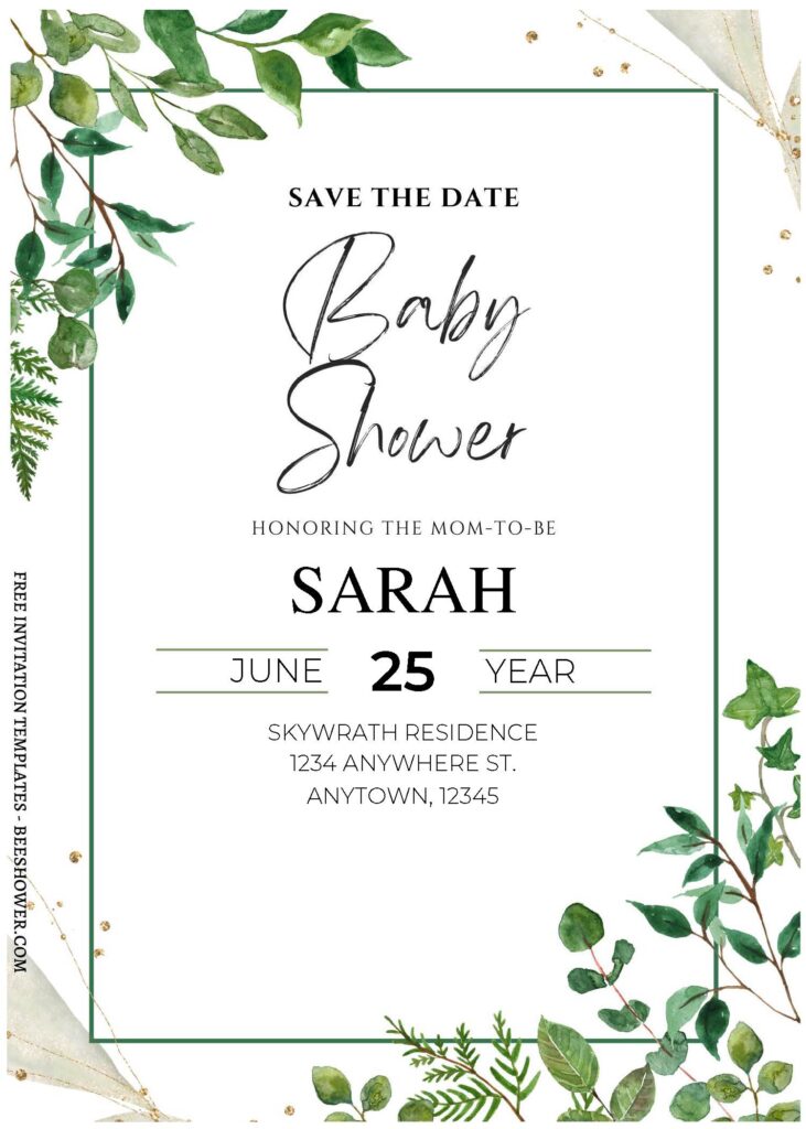 (Free Editable PDF) Exquisite Summer Garden Baby Shower Invitation Templates B