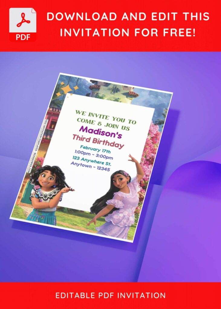 (Free Editable PDF) A Magical Fiesta Disney Encanto Baby Shower Invitation Templates J