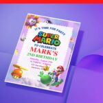 (Free Editable PDF) Mario Wonderland Baby Shower Invitation Templates