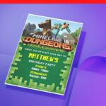(Free Editable PDF) Pixelated Fun Minecraft Baby Shower Invitation Templates J