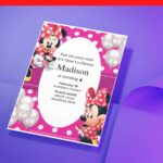 (Free Editable PDF) Festive Minnie Mouse Baby Shower Invitation Templates J