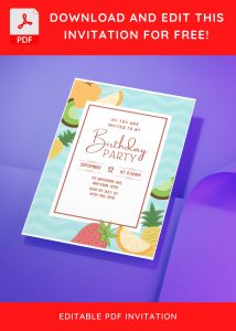 (Free Editable PDF) Summer Fruit Fiesta Baby Shower Invitation Templates