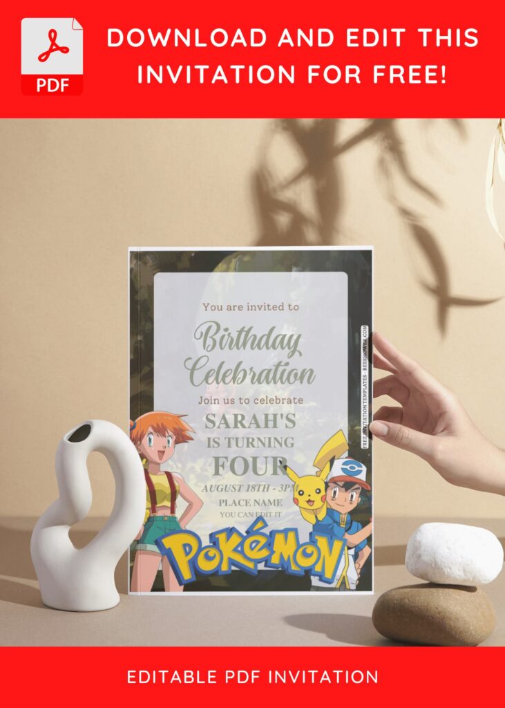 (Free Editable PDF) Catch-Worthy Pokemon Baby Shower Invitation Templates I