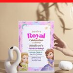 (Free Editable PDF) Royal Princess Sofia The First Baby Shower Invitation Templates H