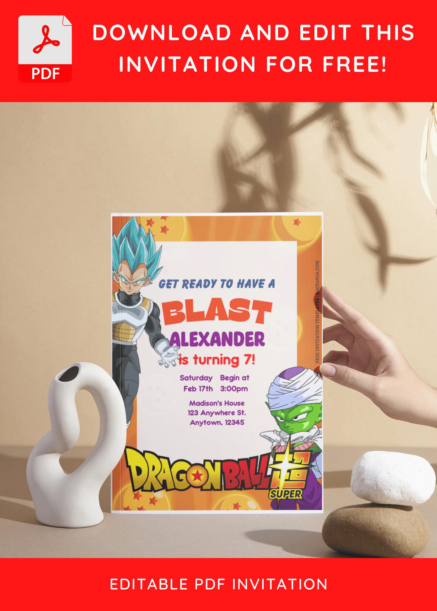 (Free Editable PDF) Power Up Dragon Ball Z Baby Shower Invitation Templates