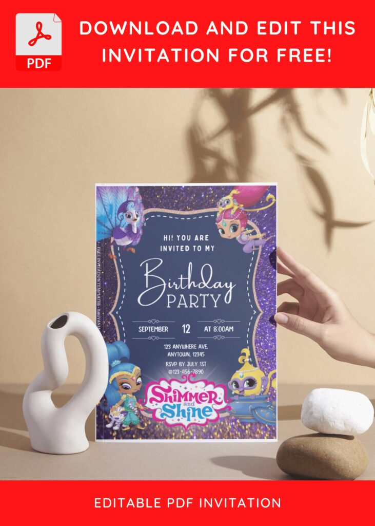 (Free Editable PDF) Sparkling Shimmer & Shine Baby Shower Invitation Templates I