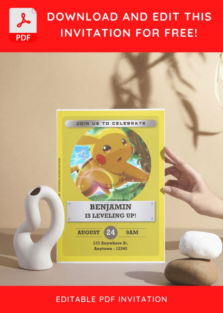 (Free Editable PDF) Detective Pikachu Baby Shower Invitation Templates I