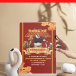 (Free Editable PDF) Festive Kung Fu Panda Baby Shower Invitation Templates I