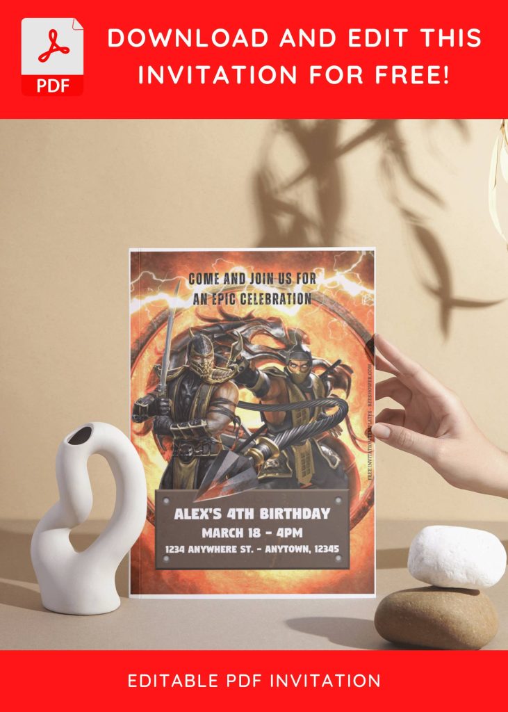 (Free Editable PDF) Mortal Kombat Baby Shower Invitation Templates I