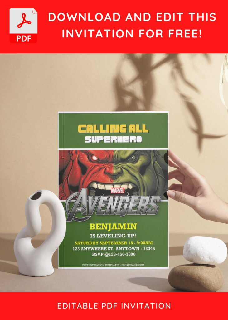 (Free Editable PDF) Marvel Avengers Baby Shower Invitation Templates J