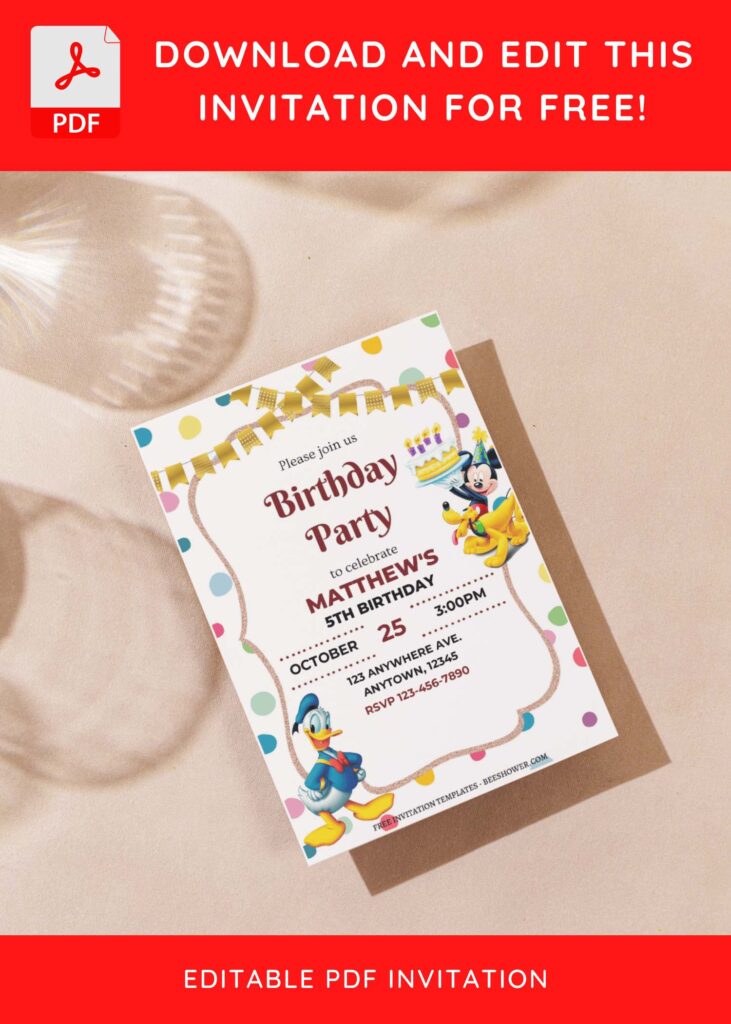 (Free Editable PDF) Lively Fun Mickey Mouse Baby Shower Invitation Templates G