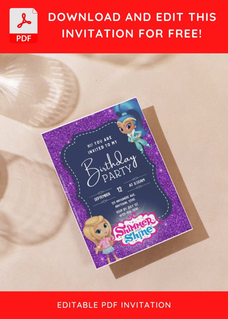 (Free Editable PDF) Sparkling Shimmer & Shine Baby Shower Invitation Templates G