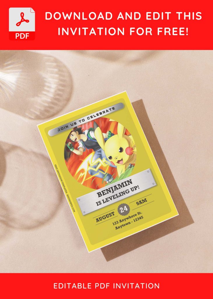 (Free Editable PDF) Detective Pikachu Baby Shower Invitation Templates G