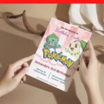 (Free Editable PDF) Pink Pokemon Fiesta Baby Shower Invitation Templates F